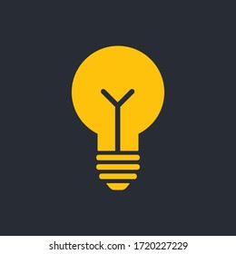 Light bulb icon. Symbol of idea. Solution and thinking concept simple illustration. Electric lamp flat style design.