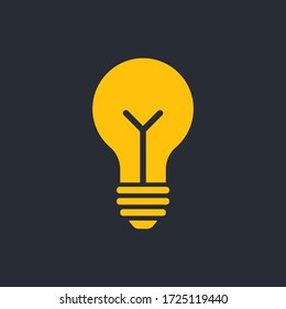 Icono de la bombilla. Símbolo de idea. Concepto de solución y pensamiento simple ilustración. Diseño plano de lámpara eléctrica.
