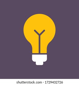 Light bulb icon. Symbol of idea. Solution and thinking concept simple illustration. Electric lamp flat style design.