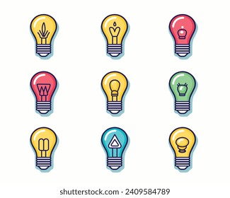 Light Bulb icon symbol template for graphic and web design collection logo vector illustration, Multiple style illuminating
