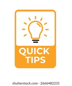 Icono de bombilla con el texto “Consejos rápidos”. Perfecto para blogs, tutoriales, publicaciones de consejos, guías de productividad y contenido educativo. Limpio, moderno y fácil de usar.