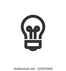 Light bulb icon in thick outline style. Black and white monochrome vector illustration.