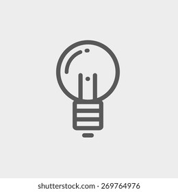 Light bulb icon thin line for web and mobile, modern minimalistic flat design. Vector dark grey icon on light grey background.
