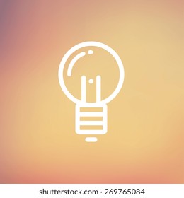 Light bulb icon thin line for web and mobile, modern minimalistic flat design. Vector white icon on gradient mesh background.