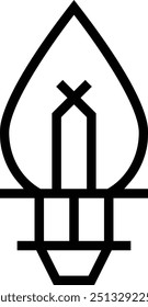 Glühbirnen-Symbol. Dünnes lineares Design einzeln auf weißem Hintergrund