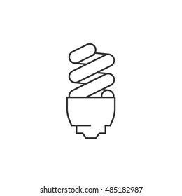 Light bulb icon in thin outline style. Idea inspiration electricity light eco environment friendly