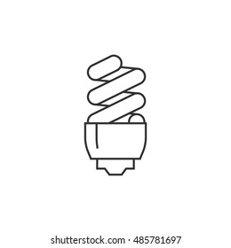 Light bulb icon in thin outline style. Idea inspiration electricity light