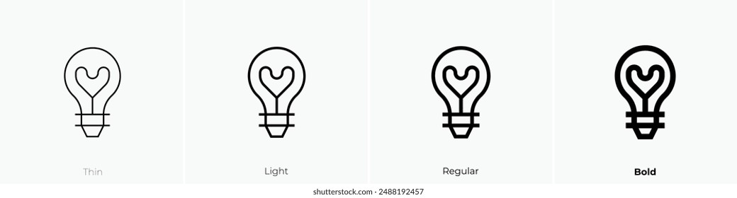 light bulb icon. Thin, Light Regular And Bold style design isolated on white background