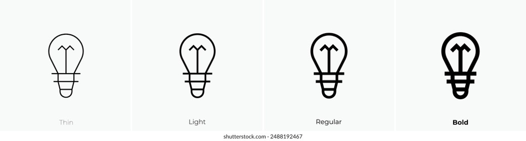 light bulb icon. Thin, Light Regular And Bold style design isolated on white background