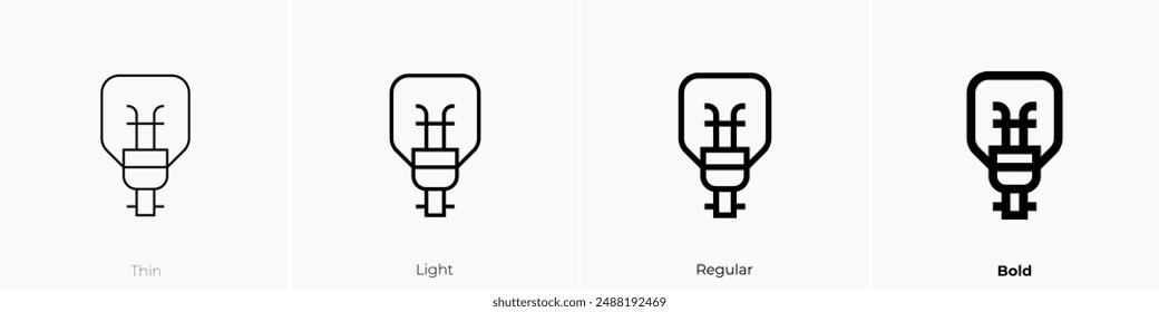 light bulb icon. Thin, Light Regular And Bold style design isolated on white background