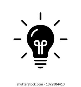 Icono de la bombilla de luz en diseño plano de moda
