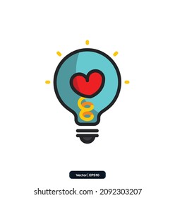 light bulb icon. valentine's day icons, such as celebration, happiness, romantic, heart, love. Happy valentine day related icon in white background. eps10