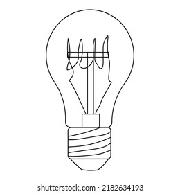 Light bulb icon. Vector doodle illustration of an incandescent light bulb. Energy saving light bulb.