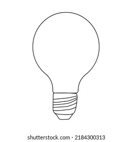 Light bulb icon. Vector doodle illustration of an incandescent light bulb. Energy saving light bulb.