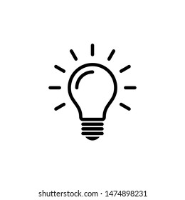 Light Bulb Icon Vector. Flat Bulb, Creative Ideas, Solution Symbol