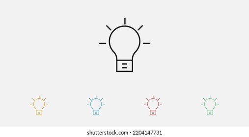 Light bulb icon vector. Flat Bulb, Creative ideas, solution symbol. Set of colorful flat design icons.