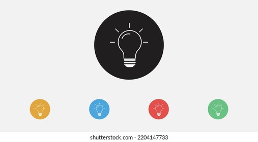 Light bulb icon vector. Flat Bulb, Creative ideas, solution symbol. Set of colorful flat design icons.