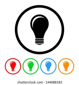 Light Bulb Icon Vector with Four Color Variations