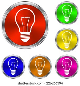 Light bulb icon - vector glossy colourful buttons