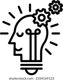 vectores de icono de bombilla, signo de idea, solución, concepto de pensamiento, iluminación lámpara eléctrica, electricidad, brillo
