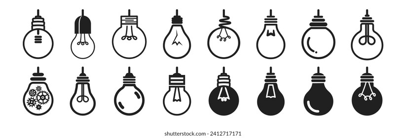 Light bulb icon vector. idea symbol. Linear Glowing light bulb on transparent background