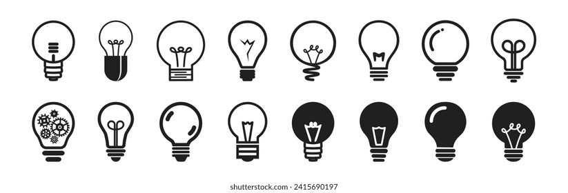 Light bulb icon vector. idea symbol. Linear Glowing light bulb on transparent background