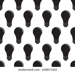 Light Bulb icon Vector Illustration. Flat Sign Seamless on White Background.