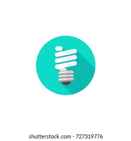 Light bulb icon vector illustration, flat cartoon fluorescent bulb symbol isolated