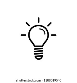 Light Bulb icon vector, isolated on white background. Idea sign, solution, thinking concept. Lighting Electric lamp. Electricity, shine. Trendy Flat style for graphic design.