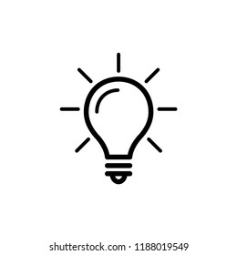 Light Bulb icon vector, isolated on white background. Idea sign, solution, thinking concept. Lighting Electric lamp. Electricity, shine. Trendy Flat style for graphic design.