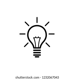 Light Bulb icon vector, isolated on white background. Idea sign, solution, thinking concept. Lighting Electric lamp. Electricity, shine. Trendy Flat style for graphic design.