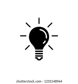 Light Bulb icon vector, isolated on white background. Idea sign, solution, thinking concept. Lighting Electric lamp. Electricity, shine. Trendy Flat style for graphic design.