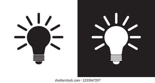 Light Bulb icon vector, isolated on white background. Idea icon, idea sign, solution, thinking concept. Lighting Electric lamp. Electricity, shine.