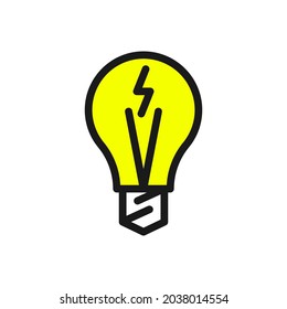 Glühbirne-Symbol. Glühbirne, Vektorgrafik einzeln auf weißem Hintergrund. Logo der Glühbirne. Ideensymbol. Denksymbol. Glühbirnen-Illustration