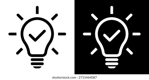 Ícone de Lâmpada, vetor isolado no fundo branco. Sinal de ideia, solução, inspiração, logotipo de pensamento. Iluminação Lâmpada elétrica, eletricidade, brilho, brilhante. Estilo plano para design gráfico, logotipo, site, UI.