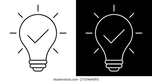 Ícone de Lâmpada, vetor isolado no fundo branco. Sinal de ideia, solução, inspiração, logotipo de pensamento. Iluminação Lâmpada elétrica, eletricidade, brilho, brilhante. Estilo plano para design gráfico, logotipo, site, UI.