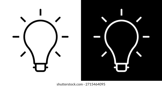 Ícone de Lâmpada, vetor isolado no fundo branco. Sinal de ideia, solução, inspiração, logotipo de pensamento. Iluminação Lâmpada elétrica, eletricidade, brilho, brilhante. Estilo plano para design gráfico, logotipo, site, UI.