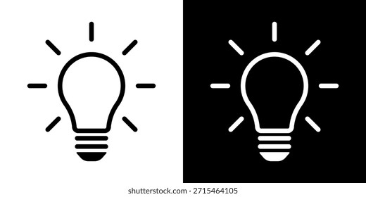 Ícone de Lâmpada, vetor isolado no fundo branco. Sinal de ideia, solução, inspiração, logotipo de pensamento. Iluminação Lâmpada elétrica, eletricidade, brilho, brilhante. Estilo plano para design gráfico, logotipo, site, UI.