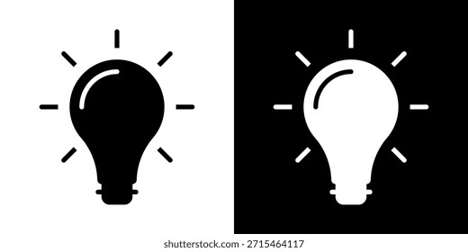Ícone de Lâmpada, vetor isolado no fundo branco. Sinal de ideia, solução, inspiração, logotipo de pensamento. Iluminação Lâmpada elétrica, eletricidade, brilho, brilhante. Estilo plano para design gráfico, logotipo, site, UI.