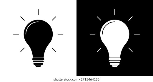 Ícone de Lâmpada, vetor isolado no fundo branco. Sinal de ideia, solução, inspiração, logotipo de pensamento. Iluminação Lâmpada elétrica, eletricidade, brilho, brilhante. Estilo plano para design gráfico, logotipo, site, UI.