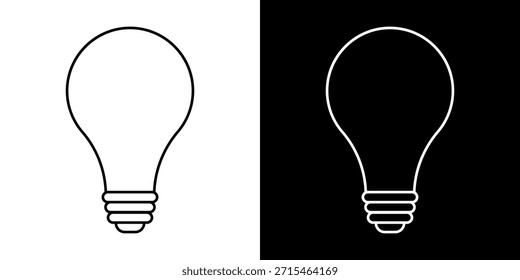 Ícone de Lâmpada, vetor isolado no fundo branco. Sinal de ideia, solução, inspiração, logotipo de pensamento. Iluminação Lâmpada elétrica, eletricidade, brilho, brilhante. Estilo plano para design gráfico, logotipo, site, UI.