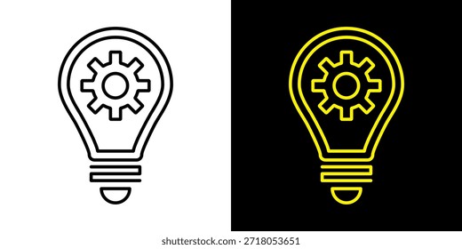 Ícone de Lâmpada, vetor isolado no fundo branco. Sinal de ideia, solução, inspiração, conceito de pensamento. Iluminação Lâmpada elétrica, eletricidade, brilho, brilhante. Estilo plano para design gráfico, logotipo, site, UI.