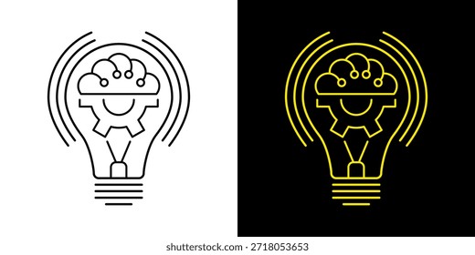 Ícone de Lâmpada, vetor isolado no fundo branco. Sinal de ideia, solução, inspiração, conceito de pensamento. Iluminação Lâmpada elétrica, eletricidade, brilho, brilhante. Estilo plano para design gráfico, logotipo, site, UI.