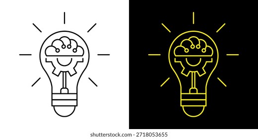 Ícone de Lâmpada, vetor isolado no fundo branco. Sinal de ideia, solução, inspiração, conceito de pensamento. Iluminação Lâmpada elétrica, eletricidade, brilho, brilhante. Estilo plano para design gráfico, logotipo, site, UI.