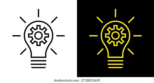 Ícone de Lâmpada, vetor isolado no fundo branco. Sinal de ideia, solução, inspiração, conceito de pensamento. Iluminação Lâmpada elétrica, eletricidade, brilho, brilhante. Estilo plano para design gráfico, logotipo, site, UI.