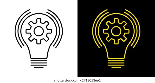 Ícone de Lâmpada, vetor isolado no fundo branco. Sinal de ideia, solução, inspiração, conceito de pensamento. Iluminação Lâmpada elétrica, eletricidade, brilho, brilhante. Estilo plano para design gráfico, logotipo, site, UI.