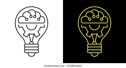 Ícone de Lâmpada, vetor isolado no fundo branco. Sinal de ideia, solução, inspiração, conceito de pensamento. Iluminação Lâmpada elétrica, eletricidade, brilho, brilhante. Estilo plano para design gráfico, logotipo, site, UI.