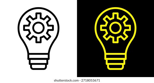 Ícone de Lâmpada, vetor isolado no fundo branco. Sinal de ideia, solução, inspiração, conceito de pensamento. Iluminação Lâmpada elétrica, eletricidade, brilho, brilhante. Estilo plano para design gráfico, logotipo, site, UI.
