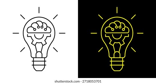 Ícone de Lâmpada, vetor isolado no fundo branco. Sinal de ideia, solução, inspiração, conceito de pensamento. Iluminação Lâmpada elétrica, eletricidade, brilho, brilhante. Estilo plano para design gráfico, logotipo, site, UI.