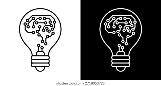 Ícone de Lâmpada, vetor isolado no fundo branco. Sinal de ideia, solução, inspiração, conceito de pensamento. Iluminação Lâmpada elétrica, eletricidade, brilho, brilhante. Estilo plano para design gráfico, logotipo, site, UI.